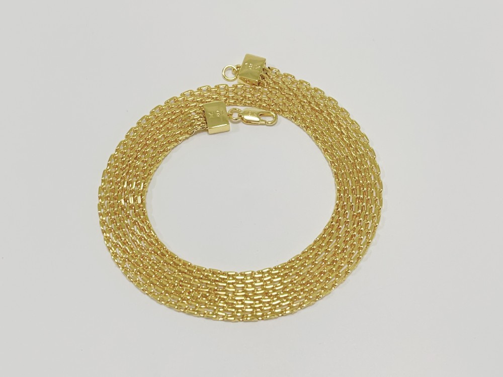 18K Yellow Gold Oyster Link Chain Necklace Bracelet Men’s Women 8mm SZ 18-24inch