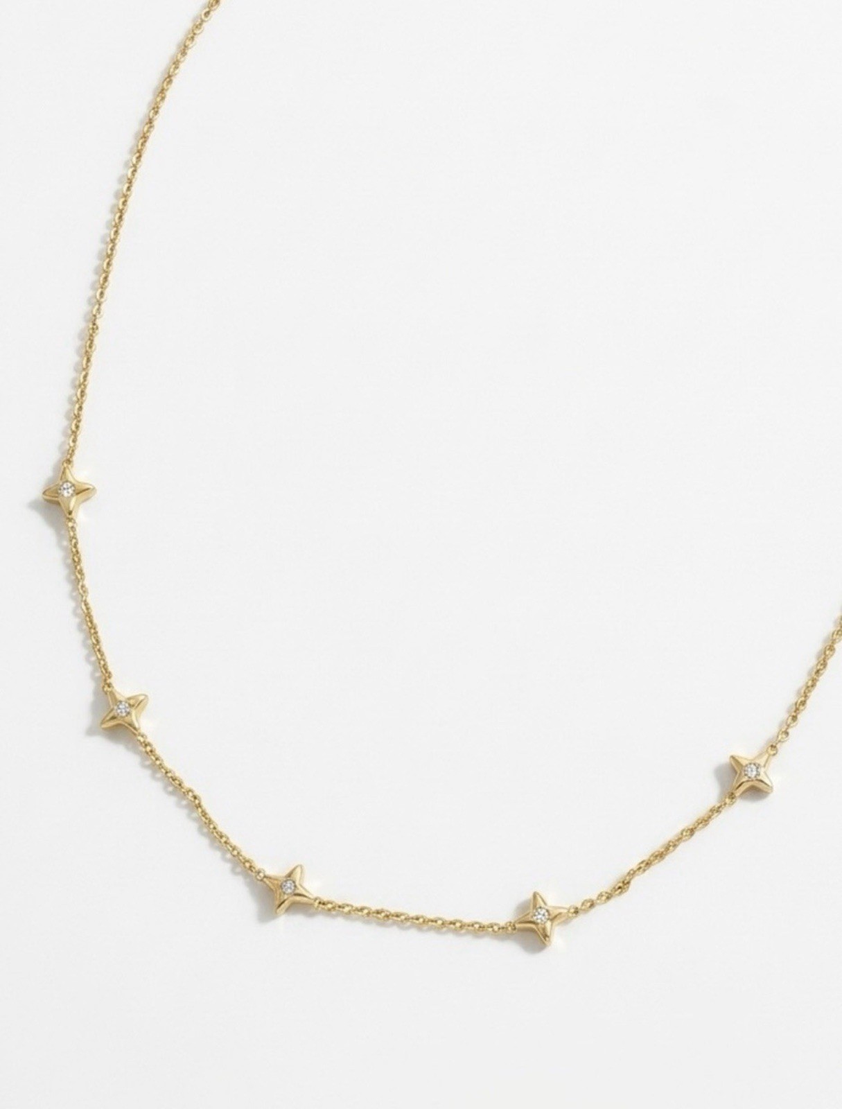 14K Gold Plated Star Station Necklace with CZ | Dainty Celestial Jewelry