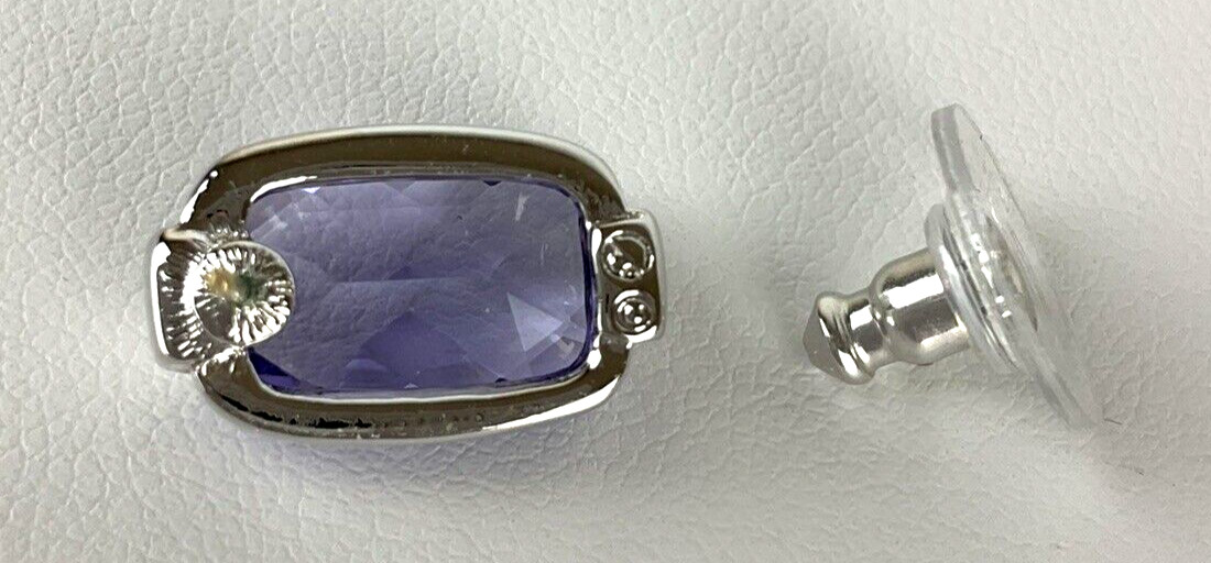 Swarovski Necklace Earrings Silver Tone w Amethyst & Crystal Accents Accent Swan