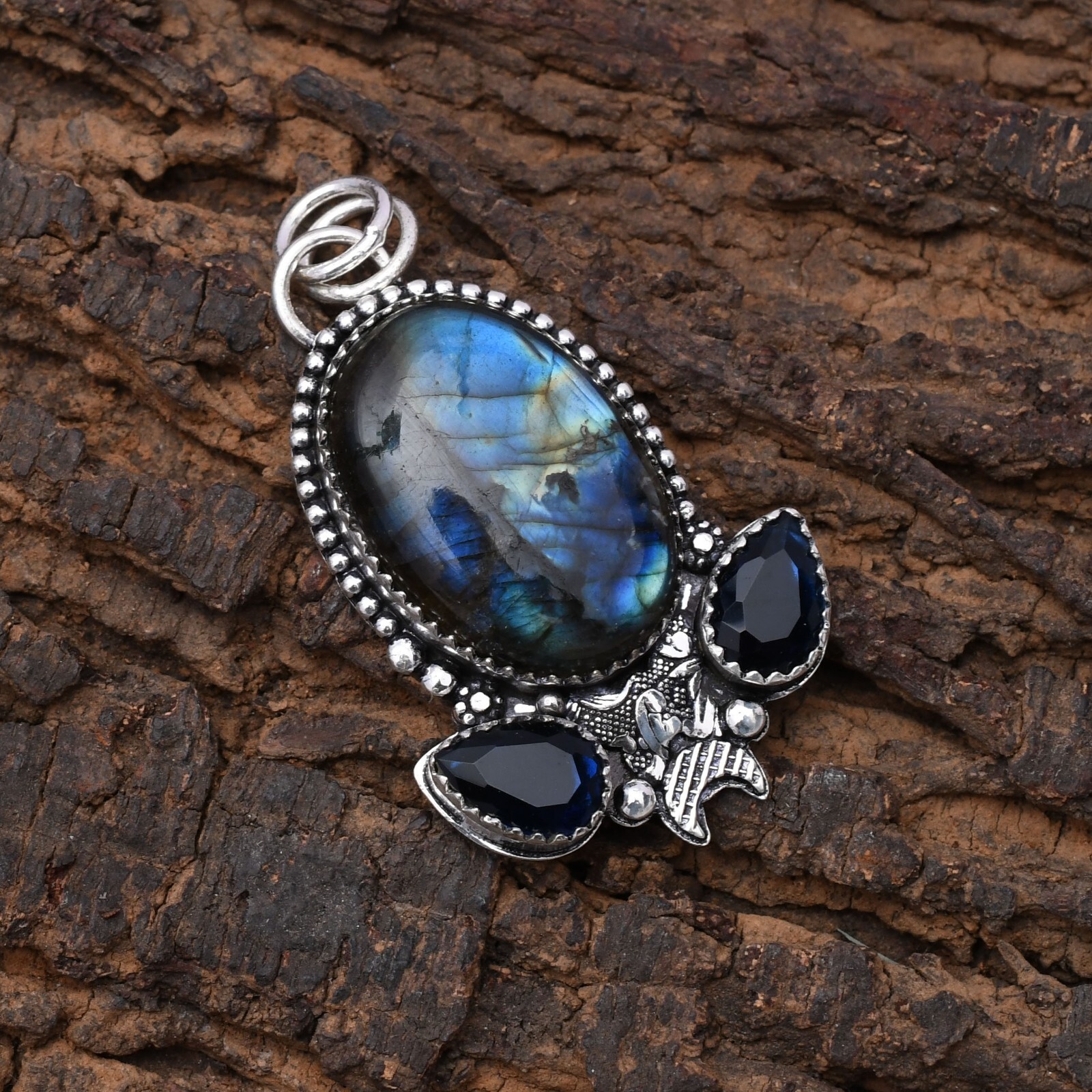 Labradorite Gemstone 925 Sterling Silver Handmade Jewelry Pendant 1.97″