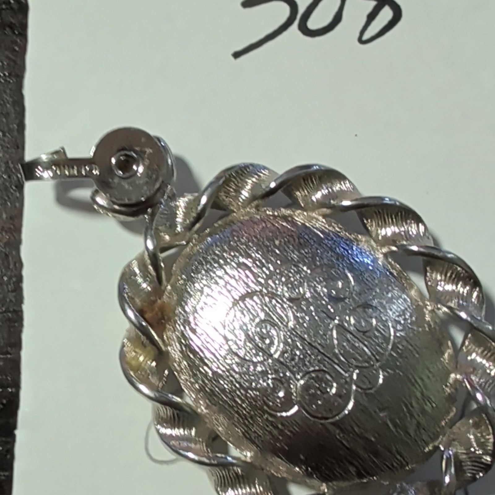 Sterling Silver Signed Oval Black Onyx Bezel-Set Pendant Charm