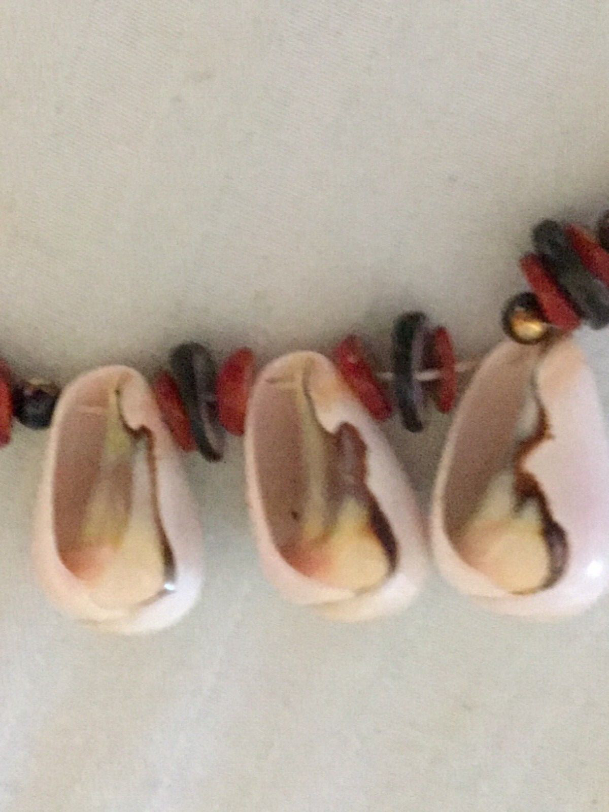 21 inch Bead Necklace With Natural Wood Beads and Shell Accents
