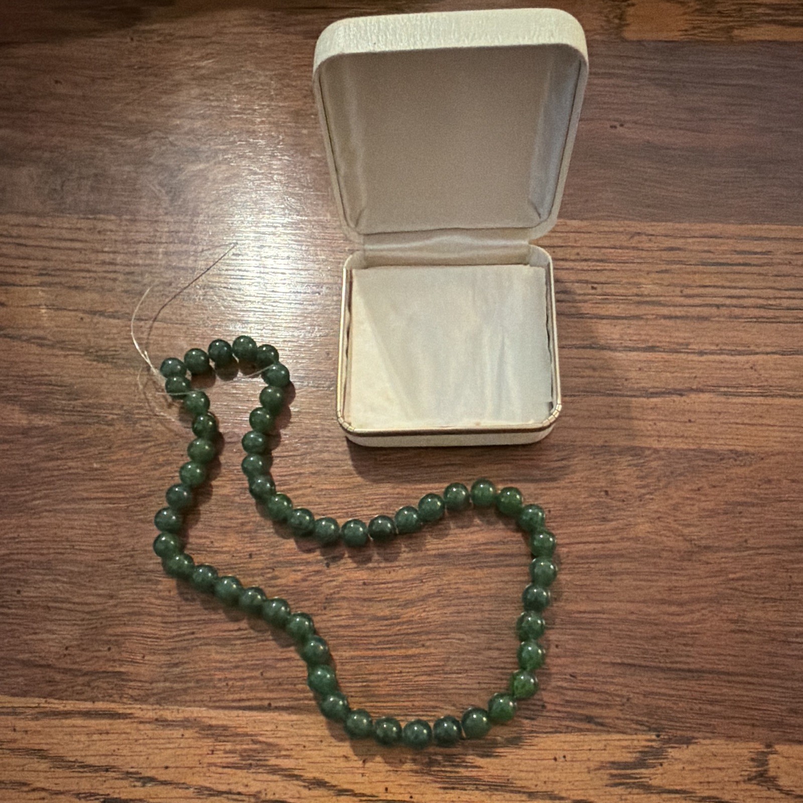 16” strand of real natural dark green nephrite jade beads 7mm beads