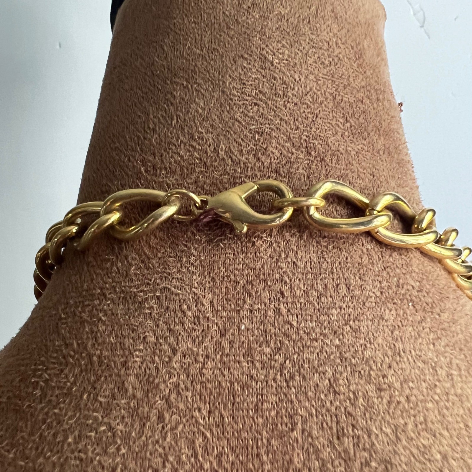 Gold Tone Roman Coin Medallion Chunky Curb Chain Necklace 30″ Dark Academia