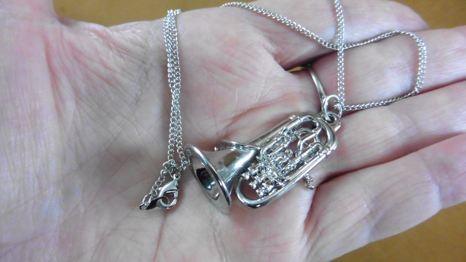 (#M203-F) EUPHONIUM Silver Nickel PENDANT NECKLACE Jewelry instrument