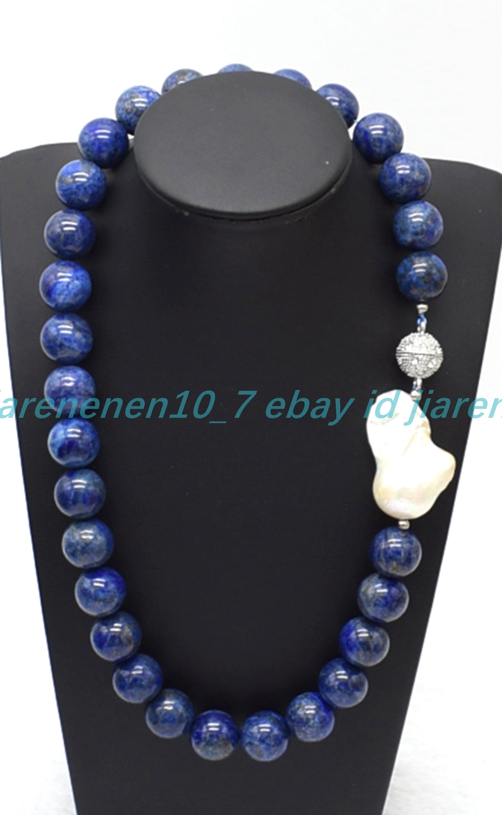 Natural 10/12/14mm Lapis Lazuli White Baroque Pearl Gemstone Necklace 16-28in