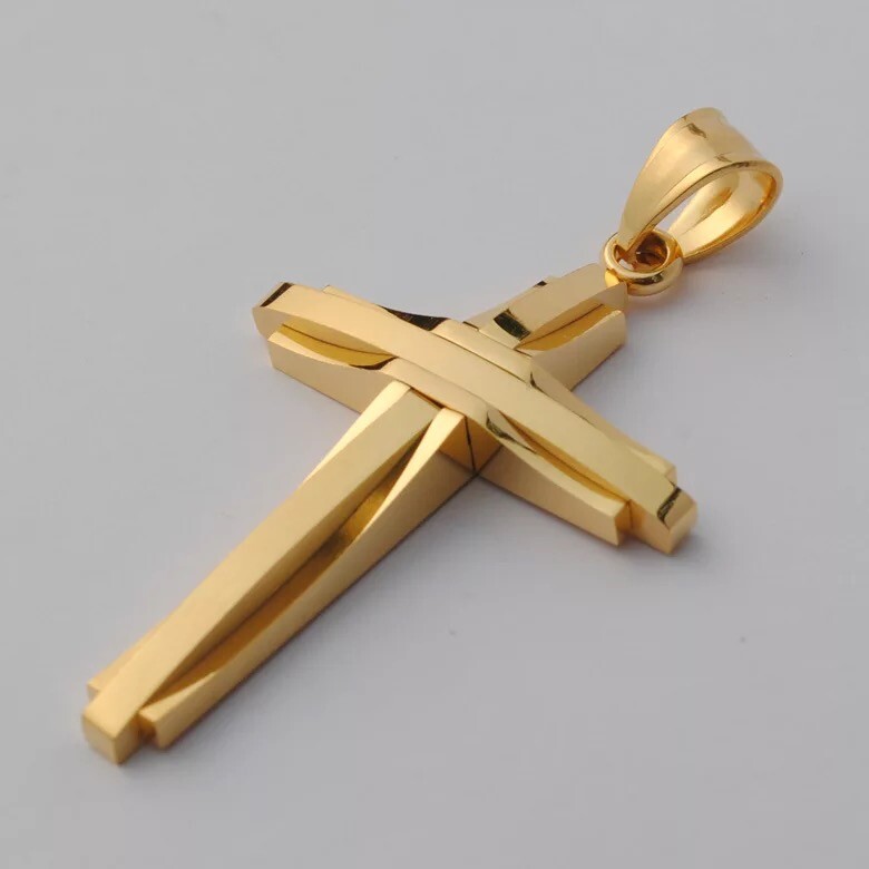 NEW Stainless Steel Silver Jesus Cross Crucifix Pendant Necklace Mens & Womens