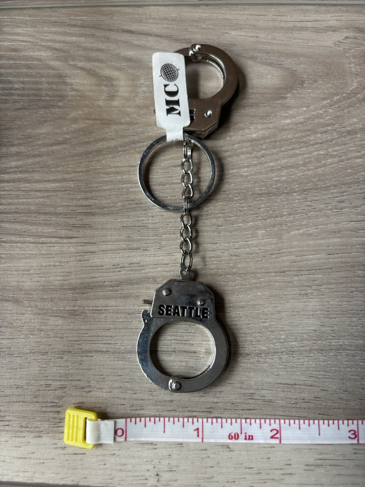 Novelty Silver-Tone Handcuffs Set Seattle Working Mini Cuffs Keychain & Necklace