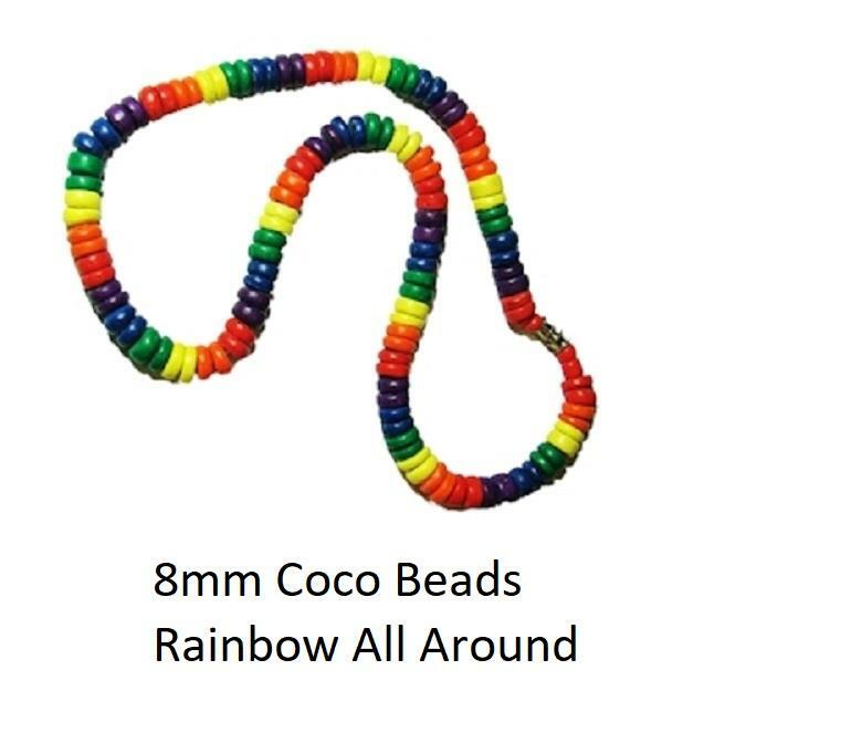 18 Inch Gay Pride Surfer Necklace Choker Rainbow Coco Beads Puka Shells LGBTQ