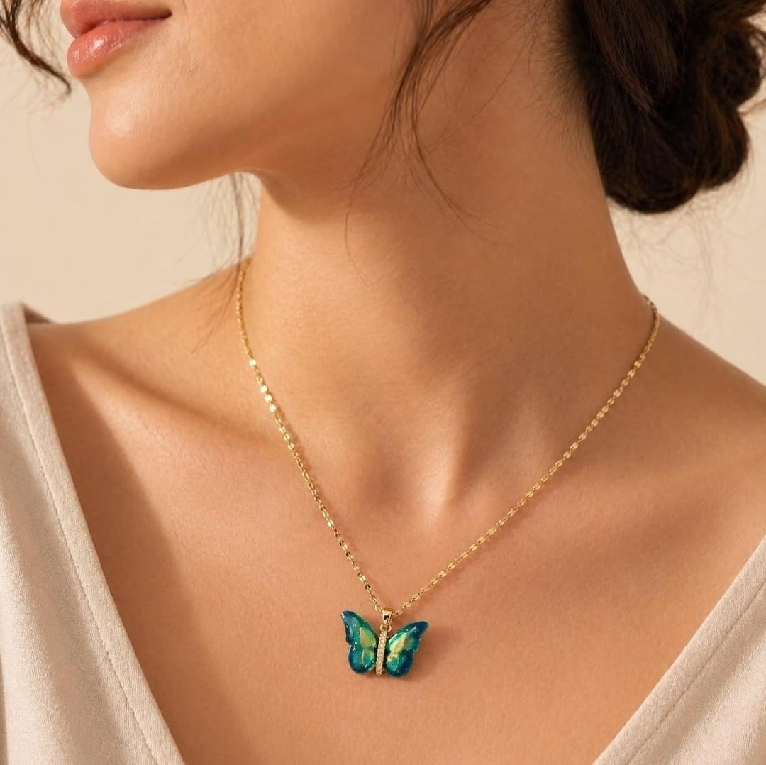 Indian bollywood butterfly shaped semi transparent pendant for women and girls