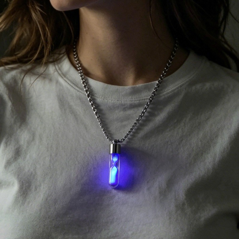 3Pcs Hourglass Bottle Pendant Necklaces Luminous Couple Friendship Jewelry Gift