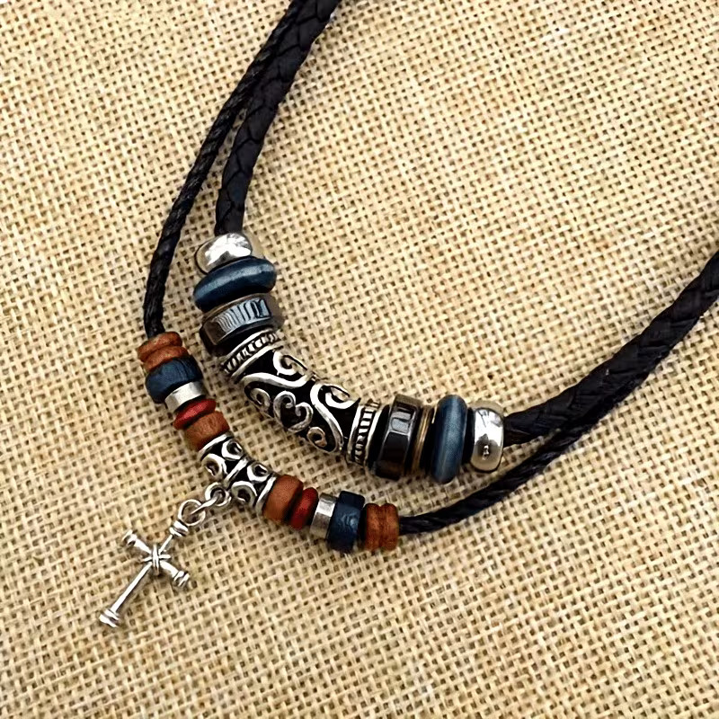Multi-Layered Faux Leather Necklace Bohemian Beaded Jewelry Men & Women