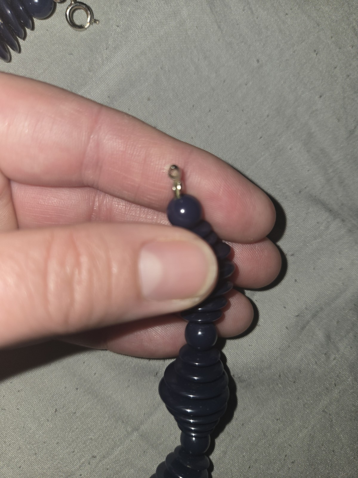 Vintage Navy Blue Acrylic Disc Bead Necklace Statement Choker Graduated Retro