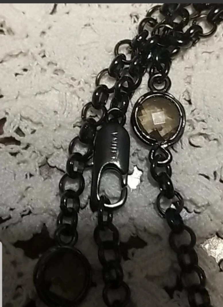Large Cross Necklace, Black & Purple Medallion Pendent On A 48″station Chain
