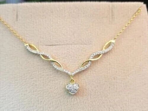 Sparkling Pendant Necklace 1.50Ct Round Simulated Diamond 14K Yellow Gold Plated