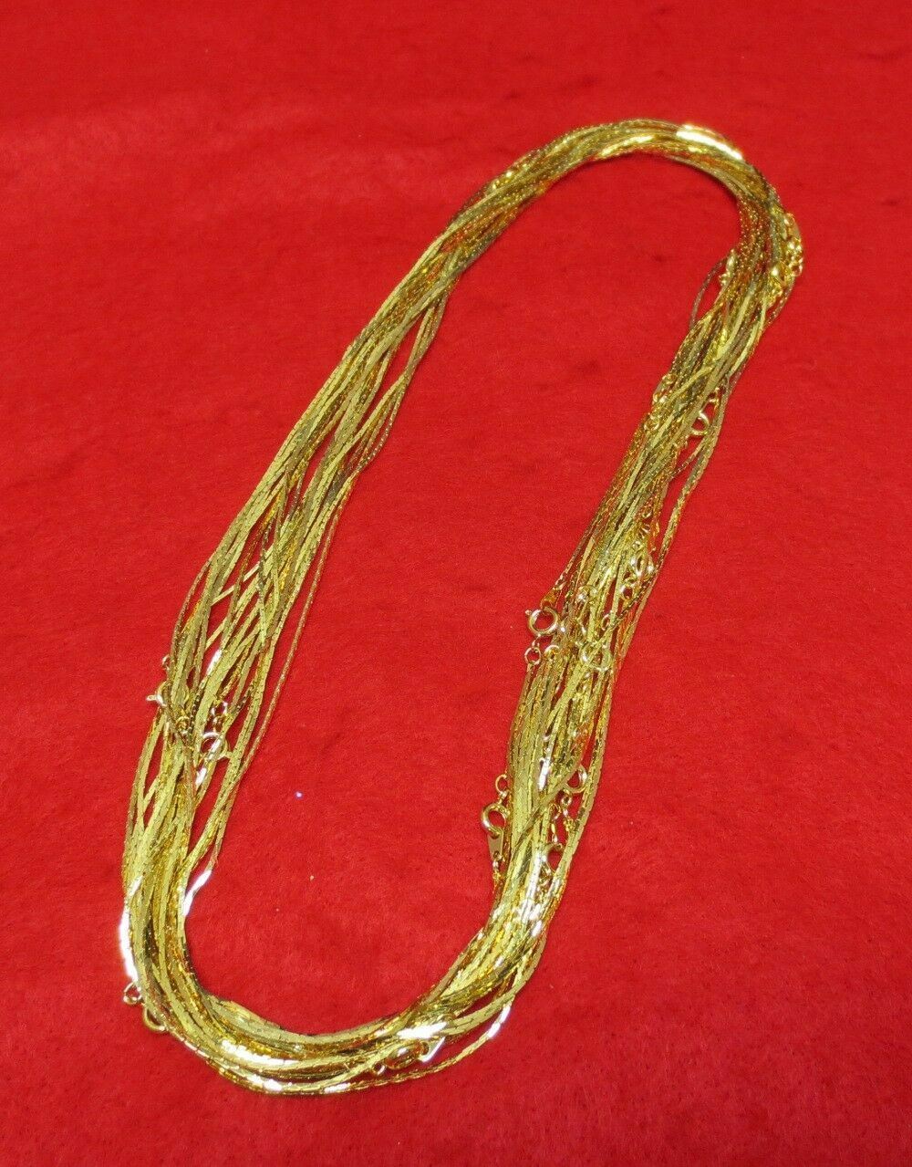 WHOLESALE LOT OF 5 14KT GOLD EP 20 INCH 1MM COBRA NECKLACES