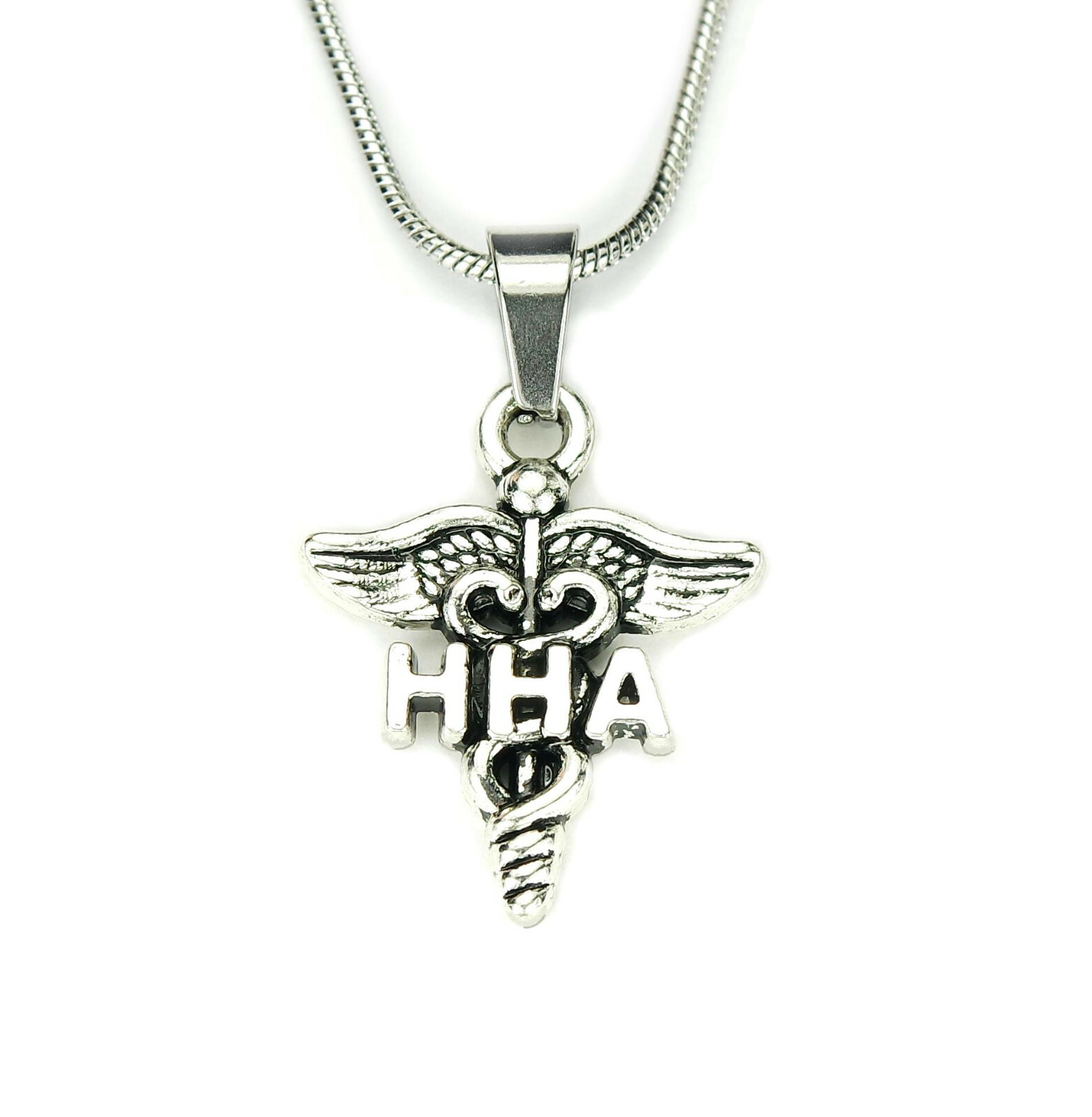 HHA Necklace Home Health Aide Medical Caduceus Symbol charm pendant jewelry nb