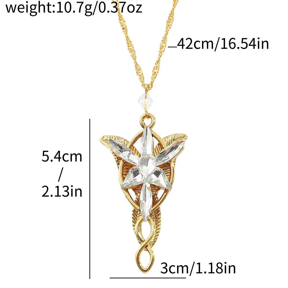 Lord of the Rings Gold Arwen EVENSTAR Necklace Pendant Hobbit LOTR Elven