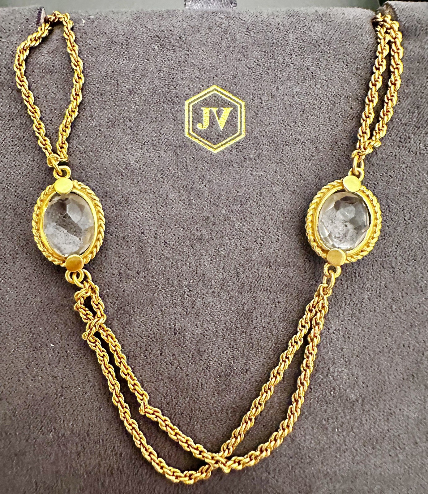 Julie Vos Delicate Charm Necklace, Clear Stones, 24K Gold Plated, Adjustable