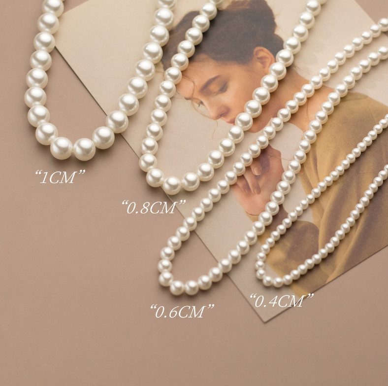 Bridal White Sea Shell Pearl Round Beads 18″ Choker Necklace Lobster Clasp S11