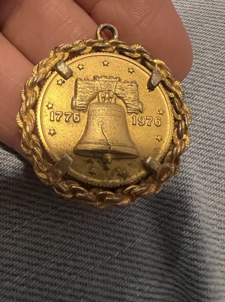 Liberty Bell Coin Pendant For Necklace Or Charm 1776 1976 Has Wear Read C6