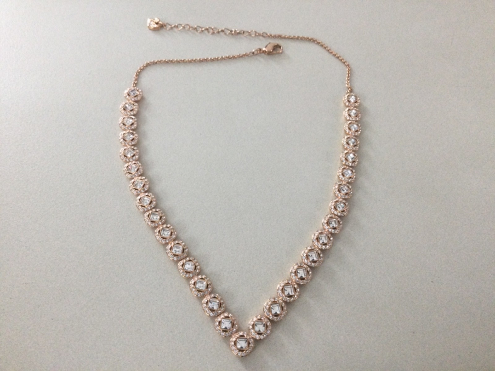 Sign Swarovski Mesmera Necklace Rose-Gold Rhodium Plate Pave Crystal Chain