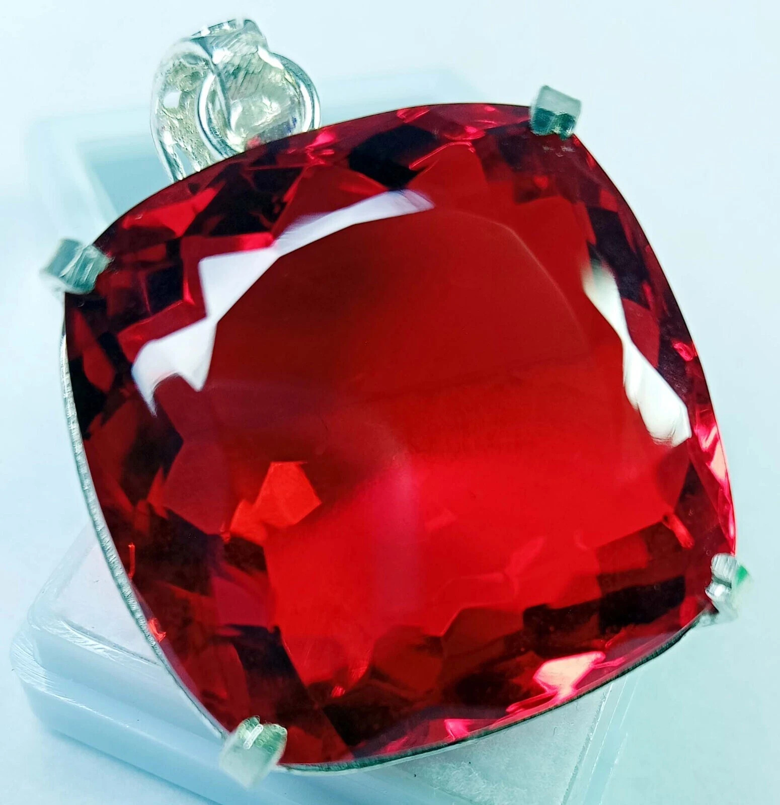 95-96 Ct Red Topaz Pendant Certified Cushion Cut Natural Loose Gemstone PD024