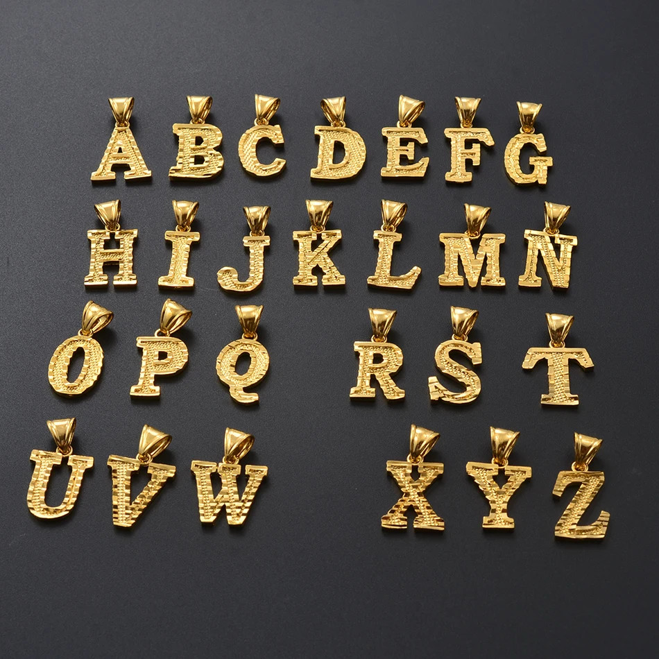 A-Z Letters Pendant Necklaces for Women Men English Initial Alphabet