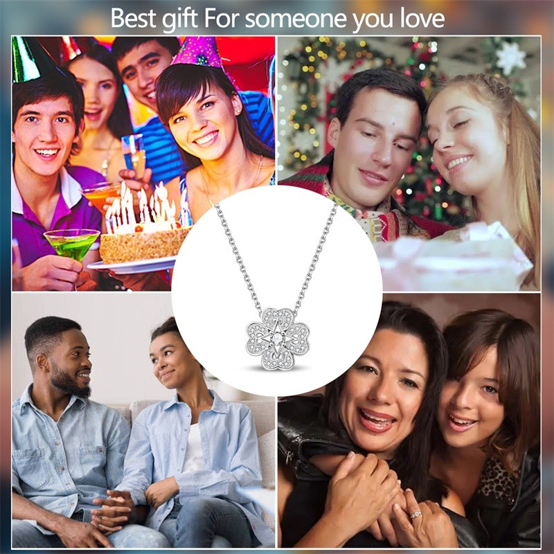 PANDACH 925 Sterling Silver Sparkling Lucky Star Pendant Necklace For Women Gift