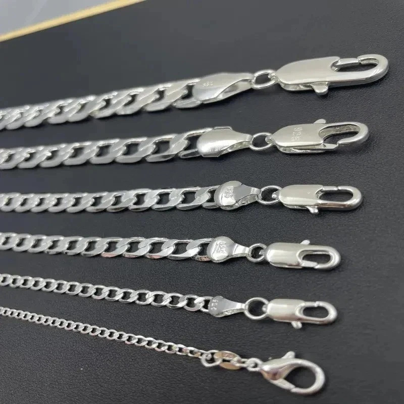 Hot 925 Sterling Solid Silver Sideways Chain Women Men Necklace Jewelry Gift