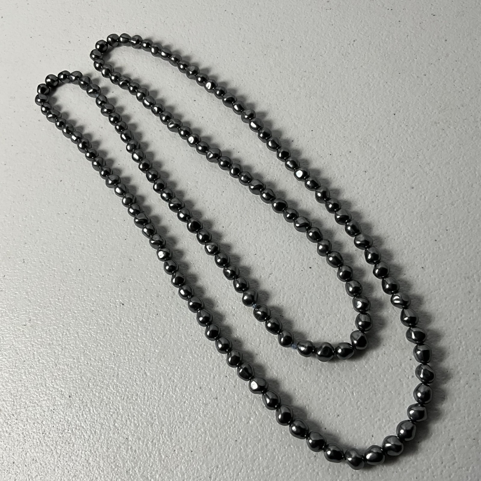 Long Dark Grey Black Freshwater Pearl Necklace Opera Length Strand Fashion