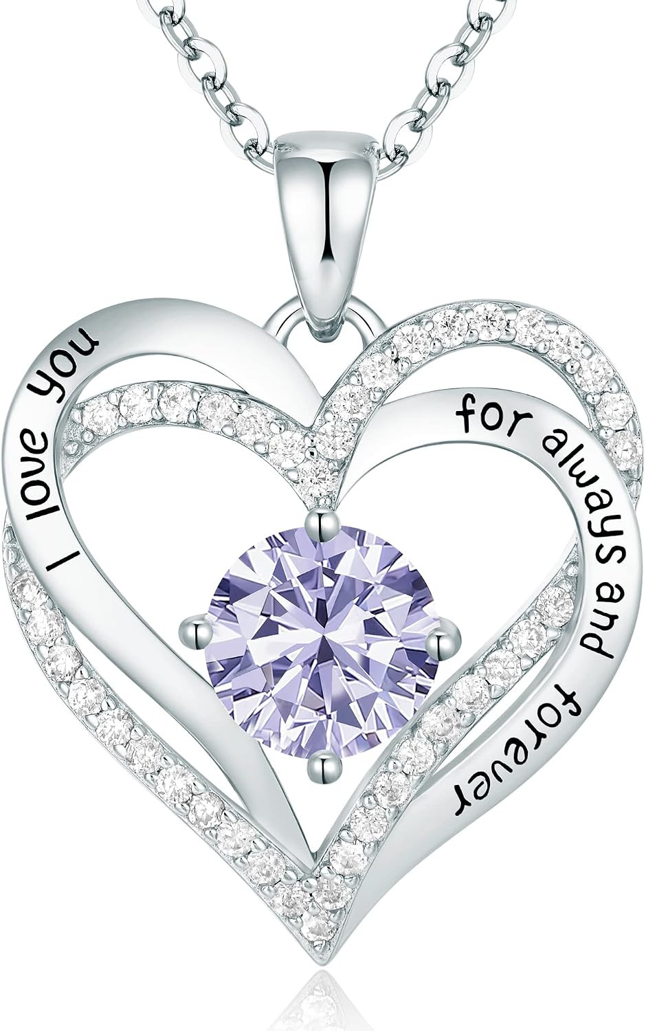 CDE S925 Silver Engraved Heart Birthstone Necklace for Women – Gift for Any Occa