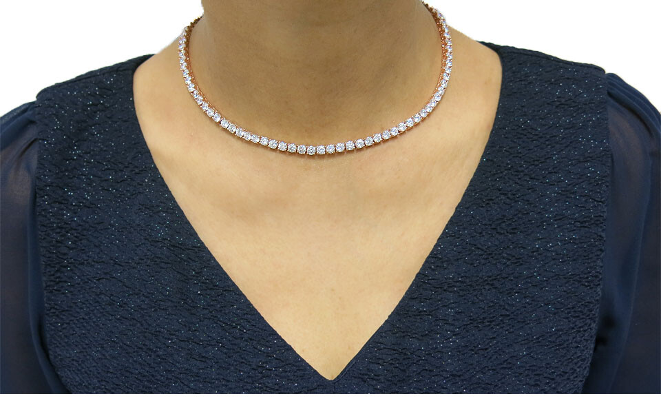 Women’s 18k White Gold Plated CZ 4MM Round Cut Tennis Necklace 18″ – 3 Colors