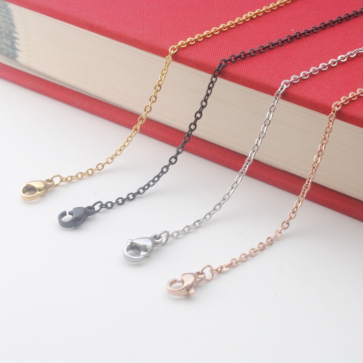 1.5mm-3mm Stainless Steel Silver Gold Black Rolo Link Chain Necklace Wholesale