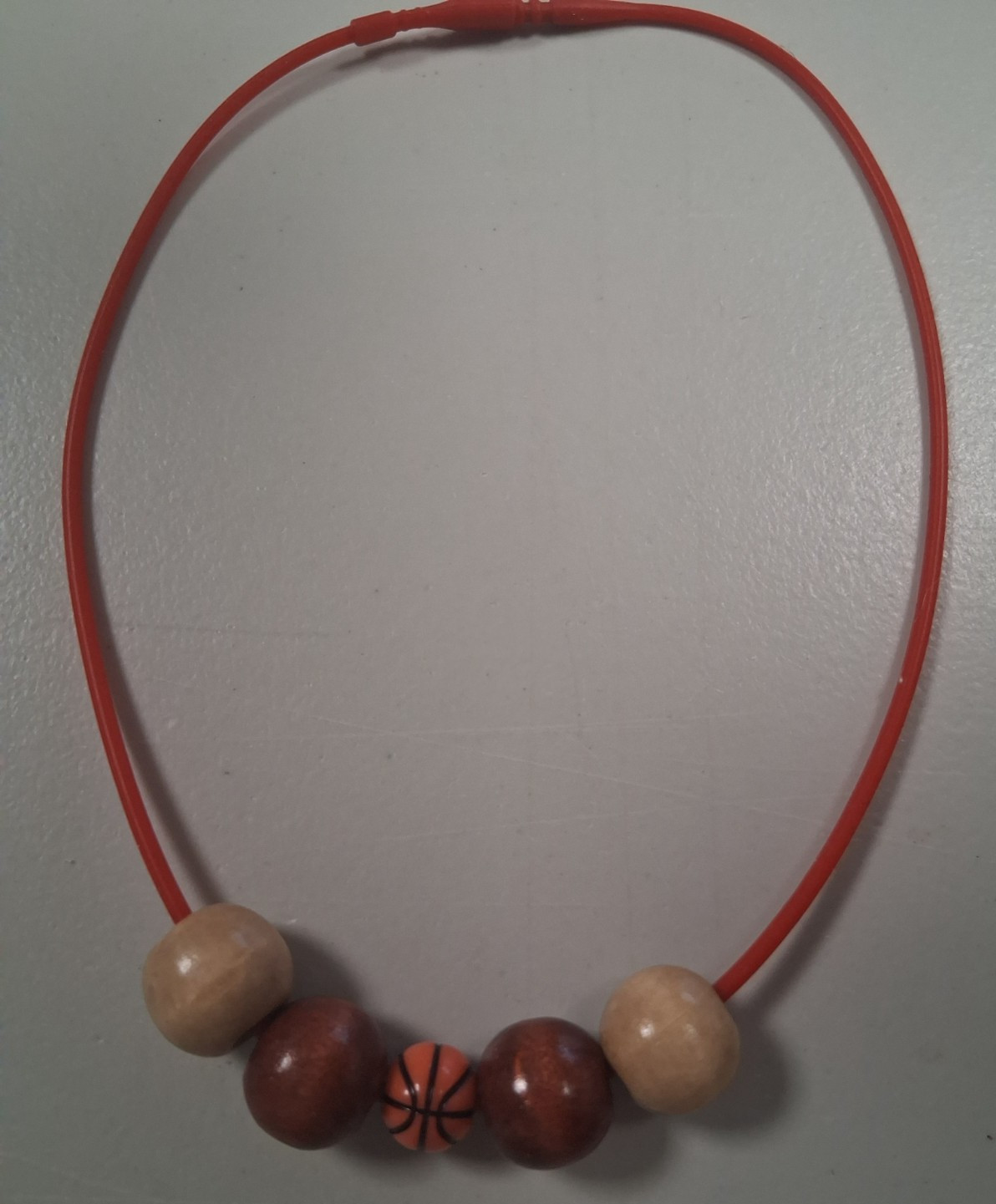 Necklace Colliers, Sports, Basketball, Wooden Beads, Navy Blue