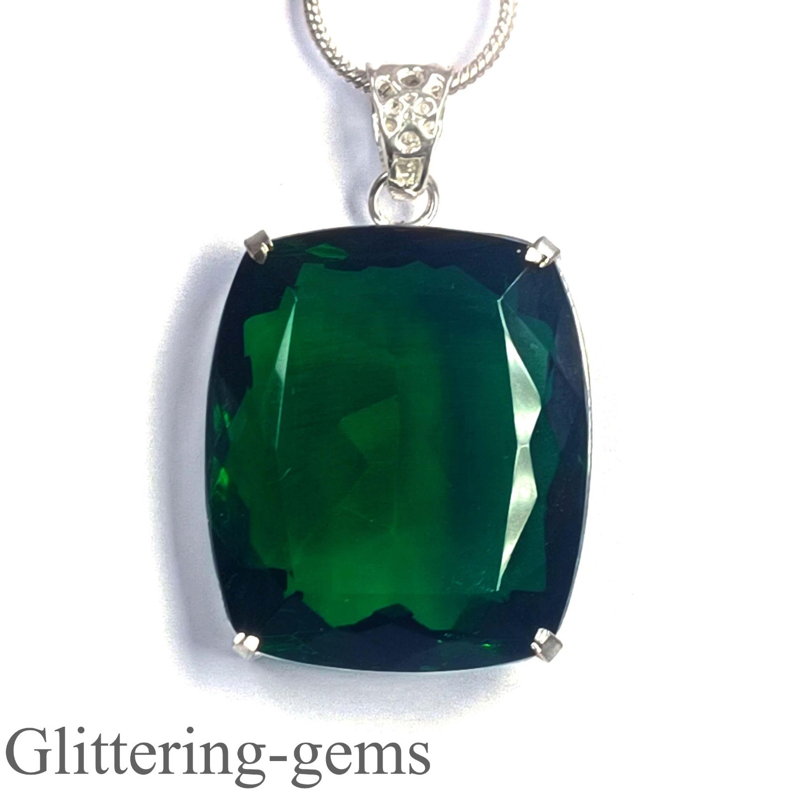 IGL Certified Natural Green Emerald 120.5Ct Cushion Cut 925 Sterling Silver 6DJD