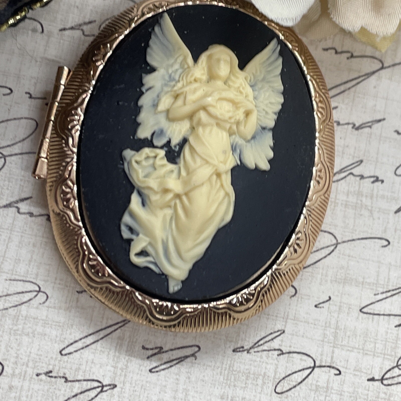 Angel Wedding Anniversary Birthday Rose Gold gift Bridal Bridesmaid Photo Locket