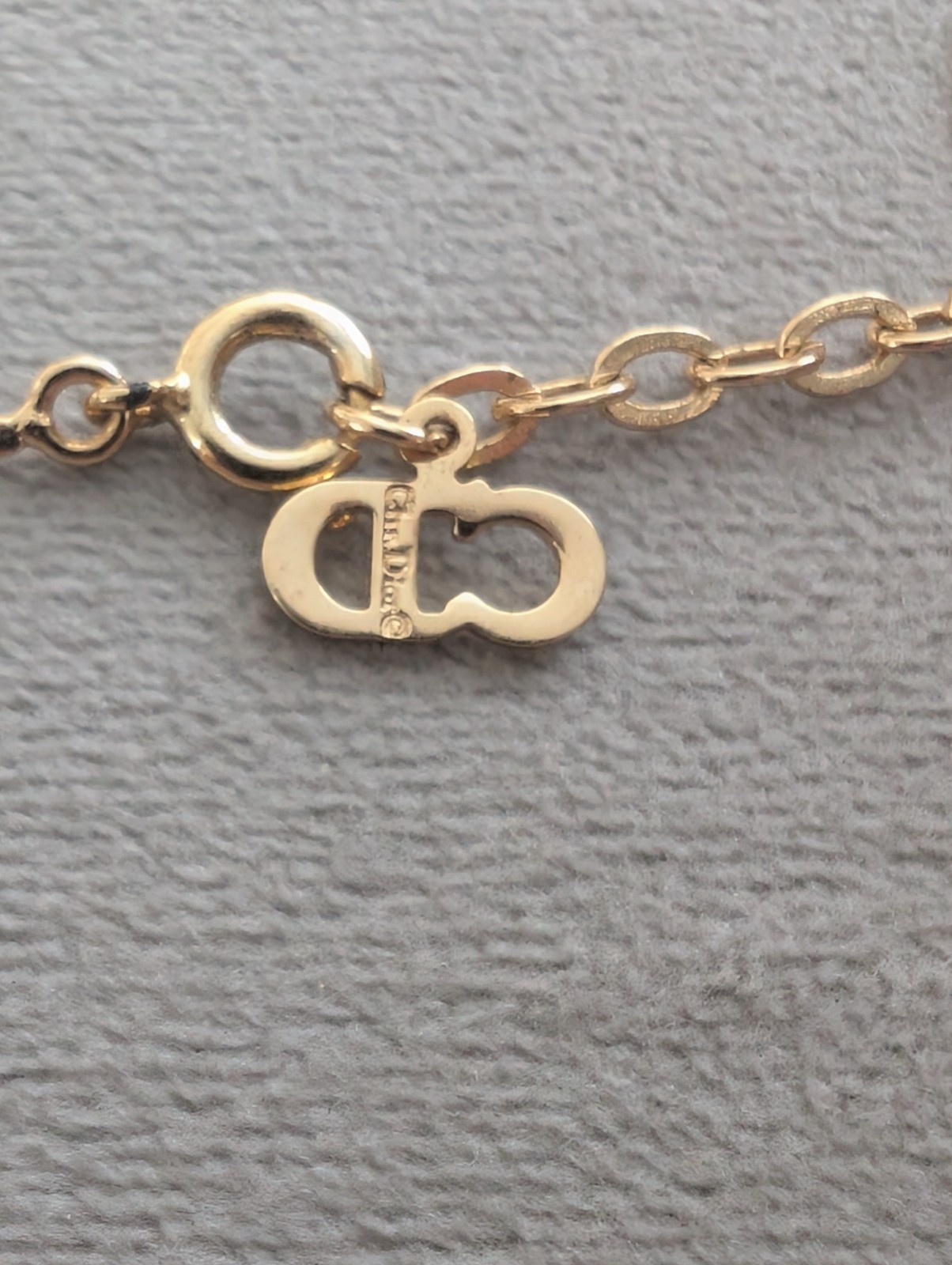 Christian Dior Necklace Gold Pltd Rhinestone CD Vintage Costume Jewellery