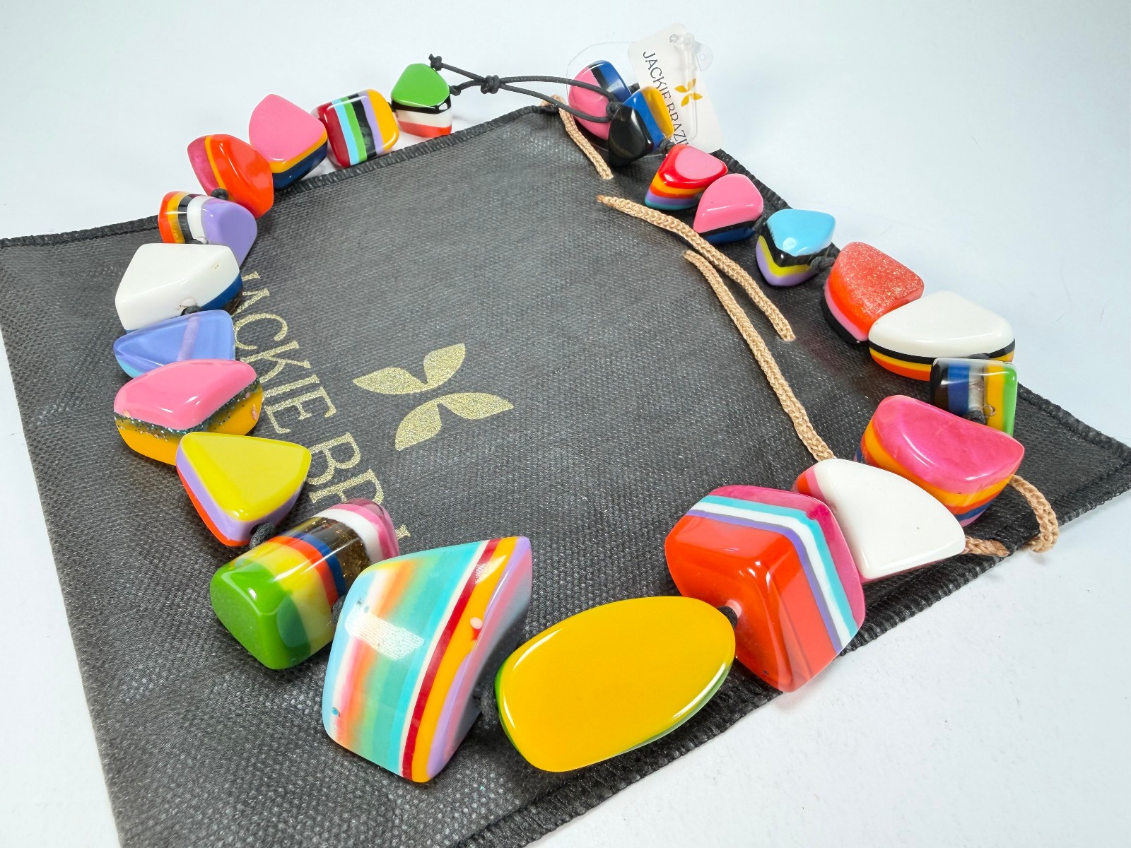 Jackie Brazil “Natural” Pop Art Large Stones 55cm Resin Necklace ( N0378 )