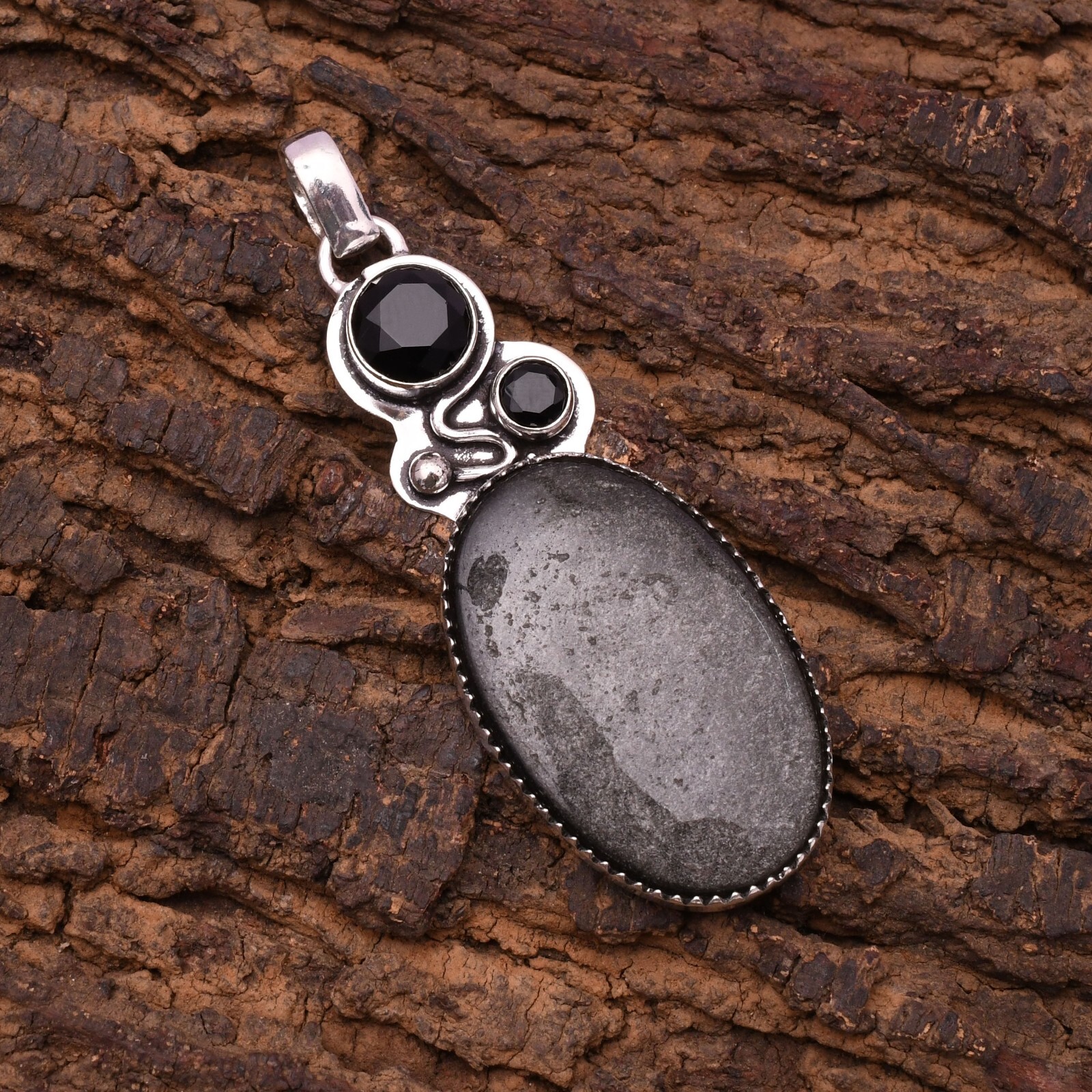 Silver Sheen Obsidian Gemstone 925 Sterling Silver Handmade Jewelry Pendant2.15″