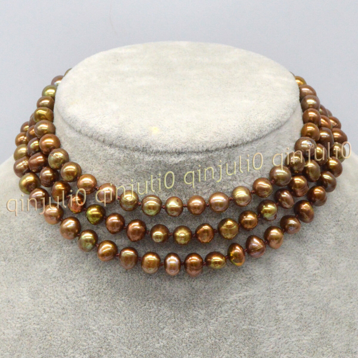 Real Natural 7-8mm Coffee Freshwater Cultured Pearl Necklace 16-100inches