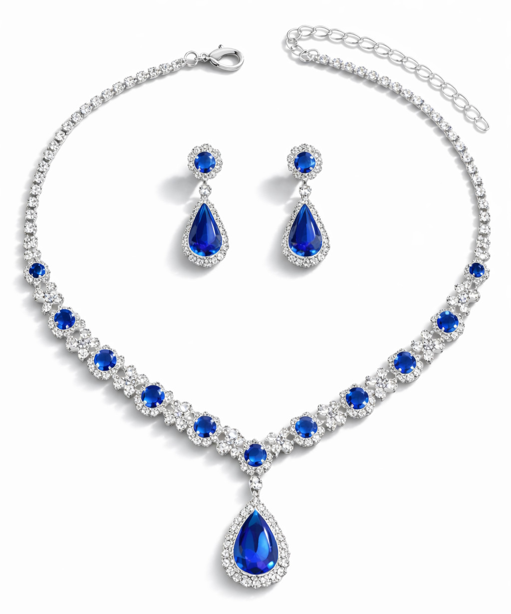 Crystal Bridal Jewelry Set Necklace Earring Wedding Prom Party Women Gift Luxury