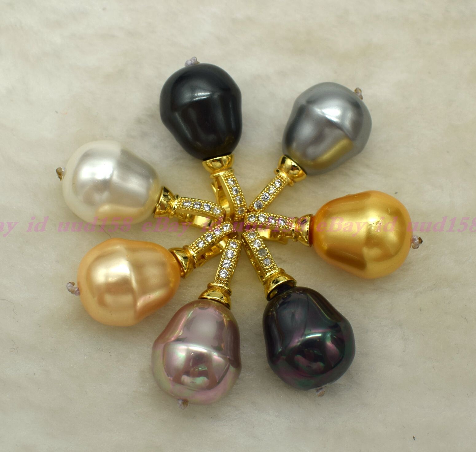 Huge Natural 20mm White Pink Purple South Sea Baroque Shell Pearl Pendant