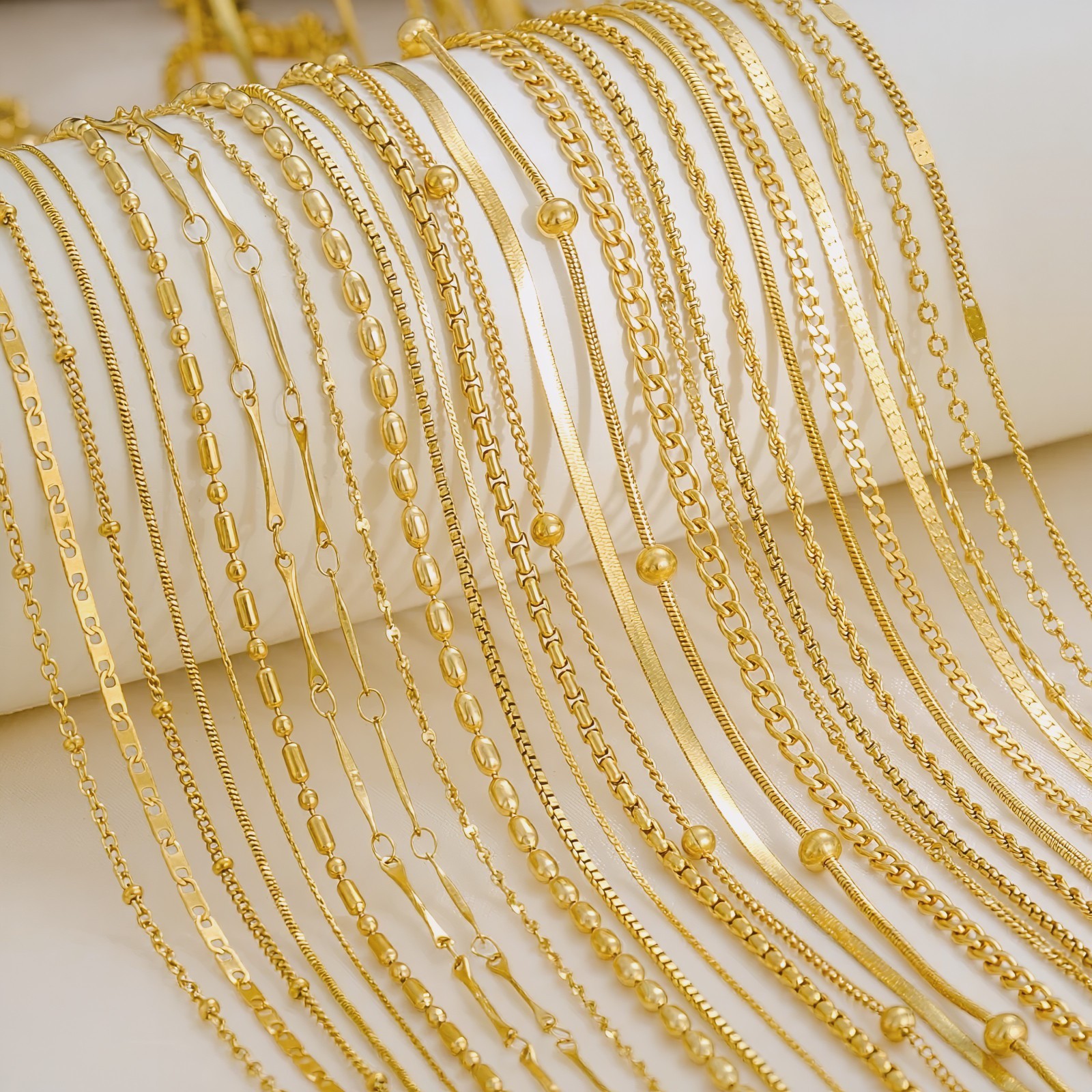 18K Gold Plated Stainless Steel Chain Necklace Cuban Rope Snake Cable Unisex