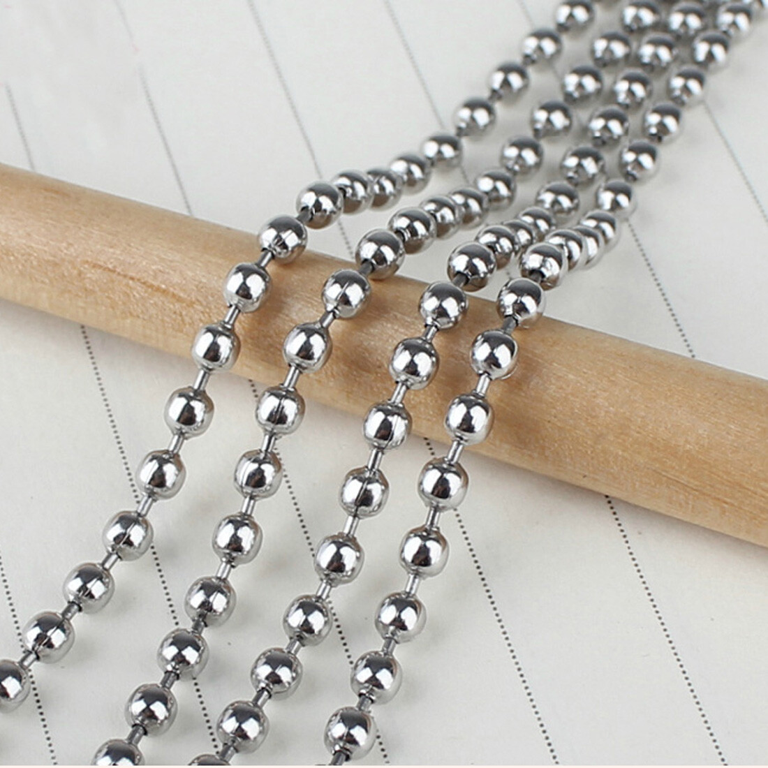 1.5mm-10mm Fashion Women Mens 316L Stainless Steel Necklace Ball Chain 18-40″