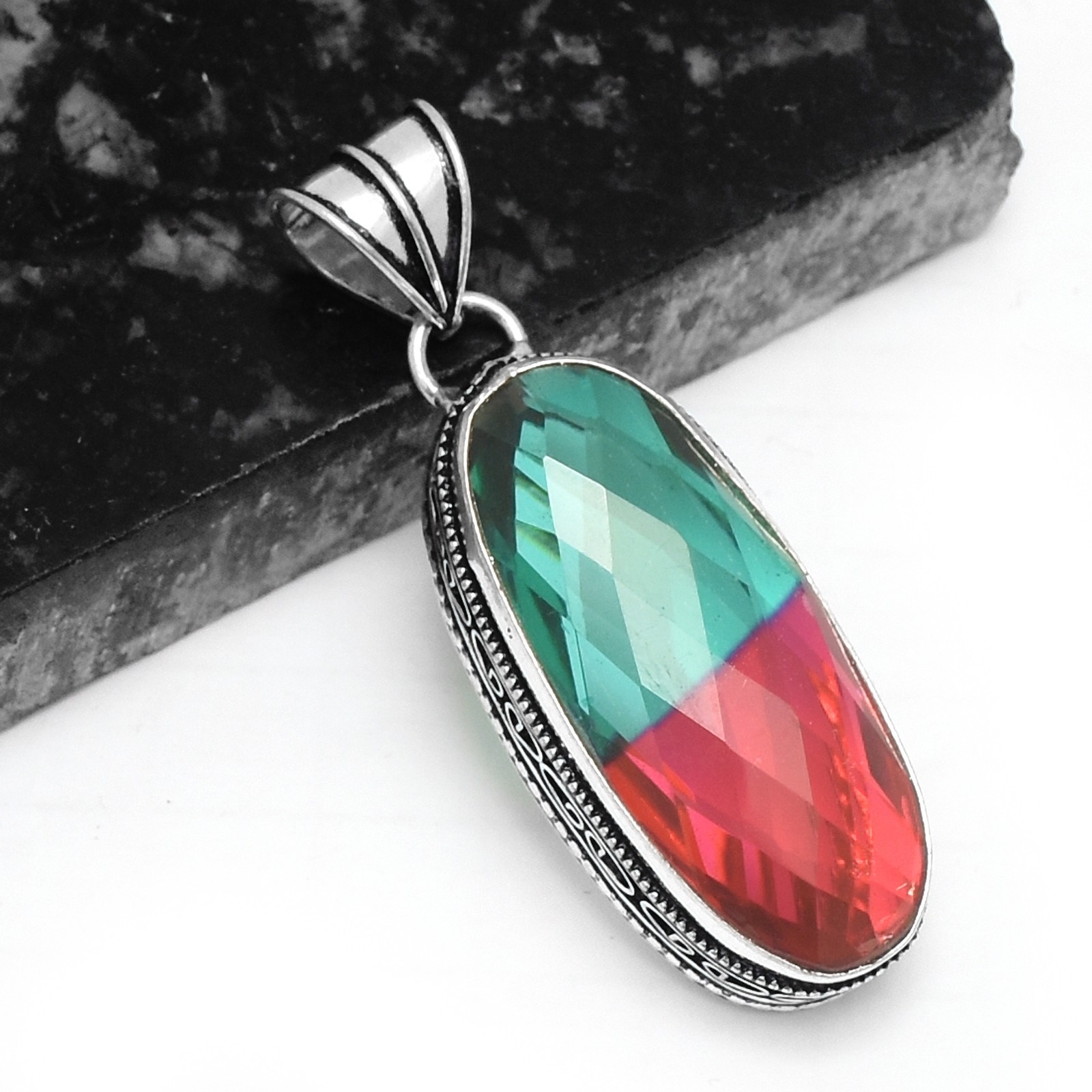 Bi-Color Antique Ethnic Handmade Pendant Jewelry 2.08″ P-2300