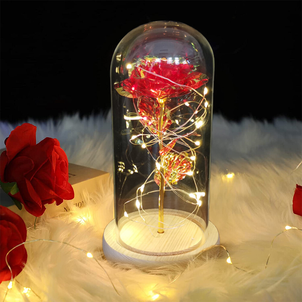 Eternal Forever Galaxy Rose Flower In Glass Dome LED Light Valentine’s Day Gift