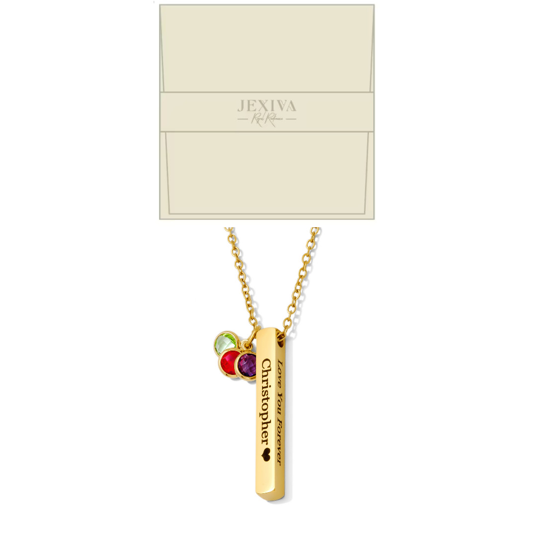 Personalized Name Engraved Bar Necklace for Women/Men