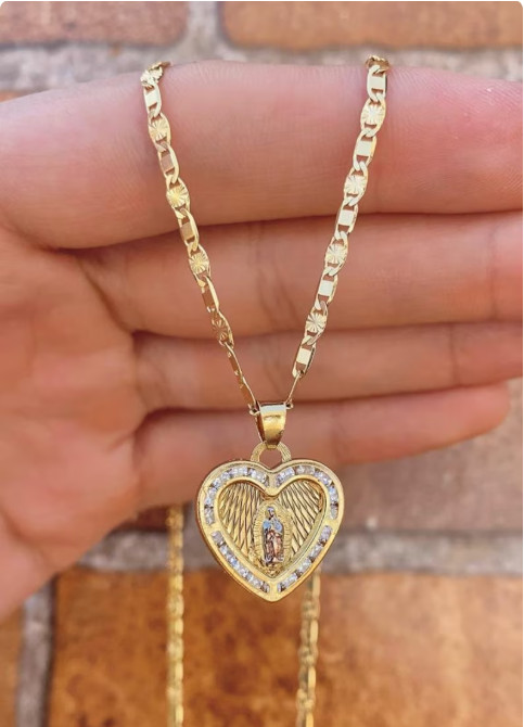 14K Gold Filled Necklace Virgem de Guadalupe Pendant Youth Adults Cadena Jovenes