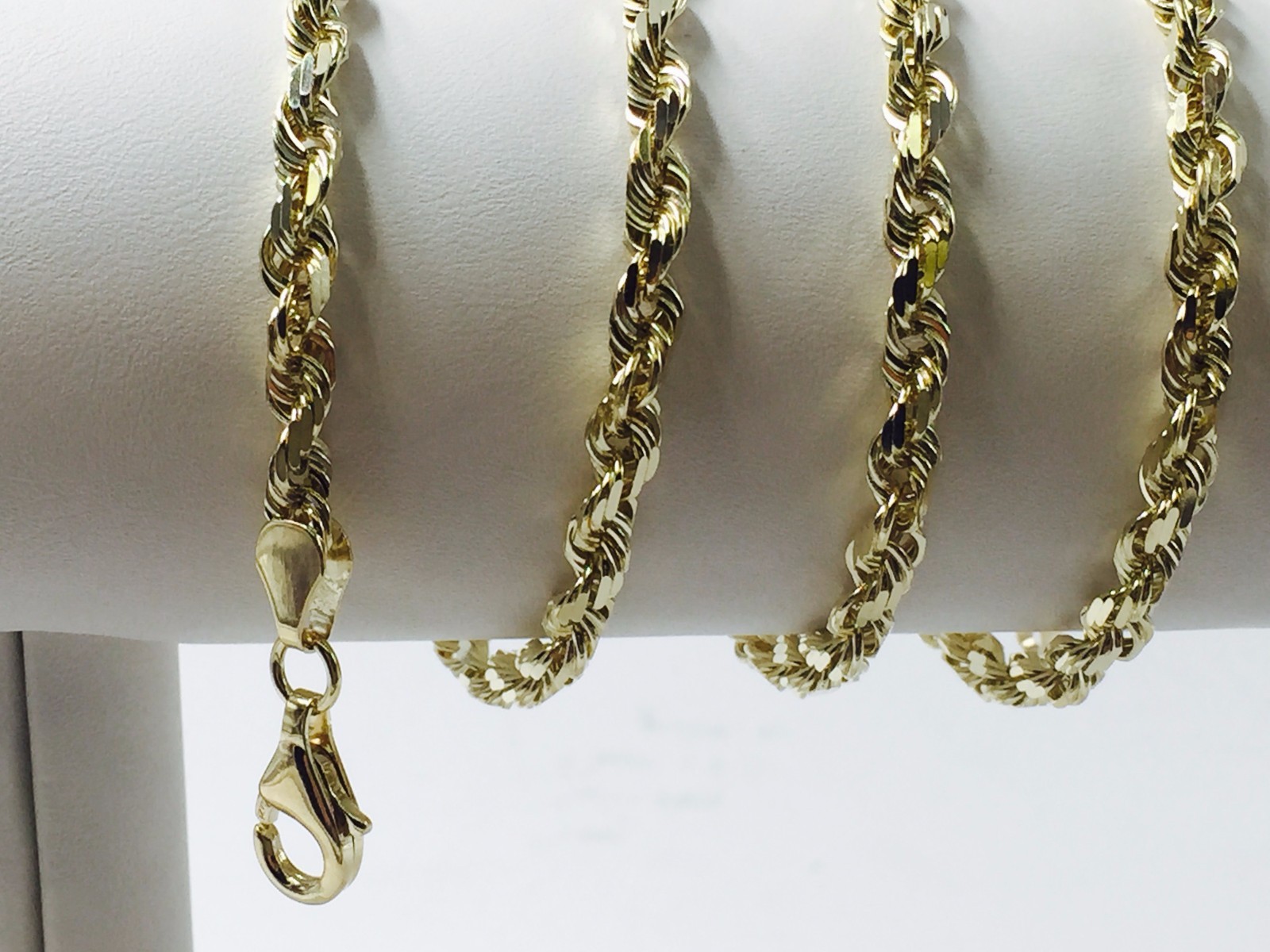 10k Yellow Gold 22″ Solid Diamond Cut Rope Chain Necklace 4 mm 19 Grams